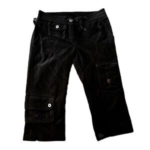 Gaetano Navarra Designer Pants Sz 42 Italy Capri Cropped Denim Black Pockets